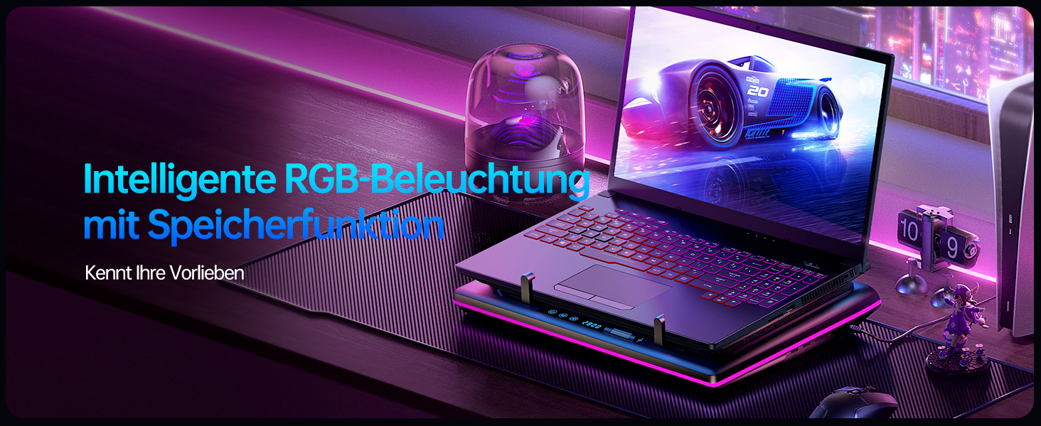 Ігровий охолоджувач для ноутбука llano V12 RGB Cooling Pad, підставка з вентиляторами, чорний