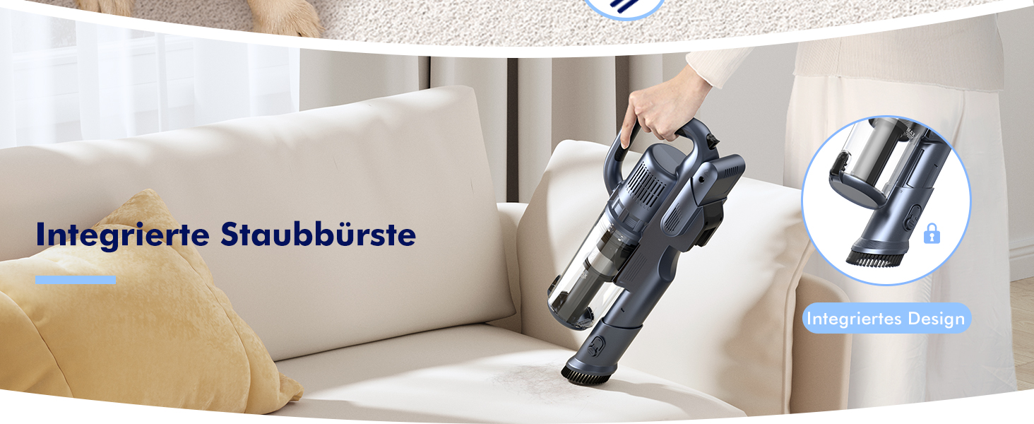 MIUZZY Бездротовий пилосос 6-в-1: потужний, легкий, з тривалістю роботи 50 хв, чорний