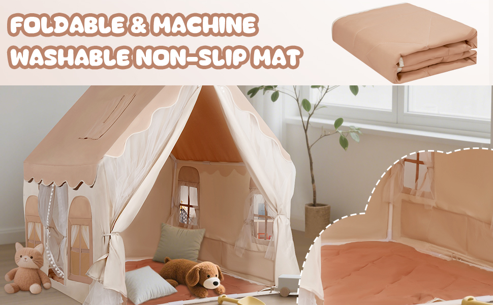 Дитяче намет-ігровий будиночок Snookids Kinderzelt Indoor з килимком, ліхтариками, прикрасами-веселкою та прапорцем-зіркою для хлопчиків та дівчаток