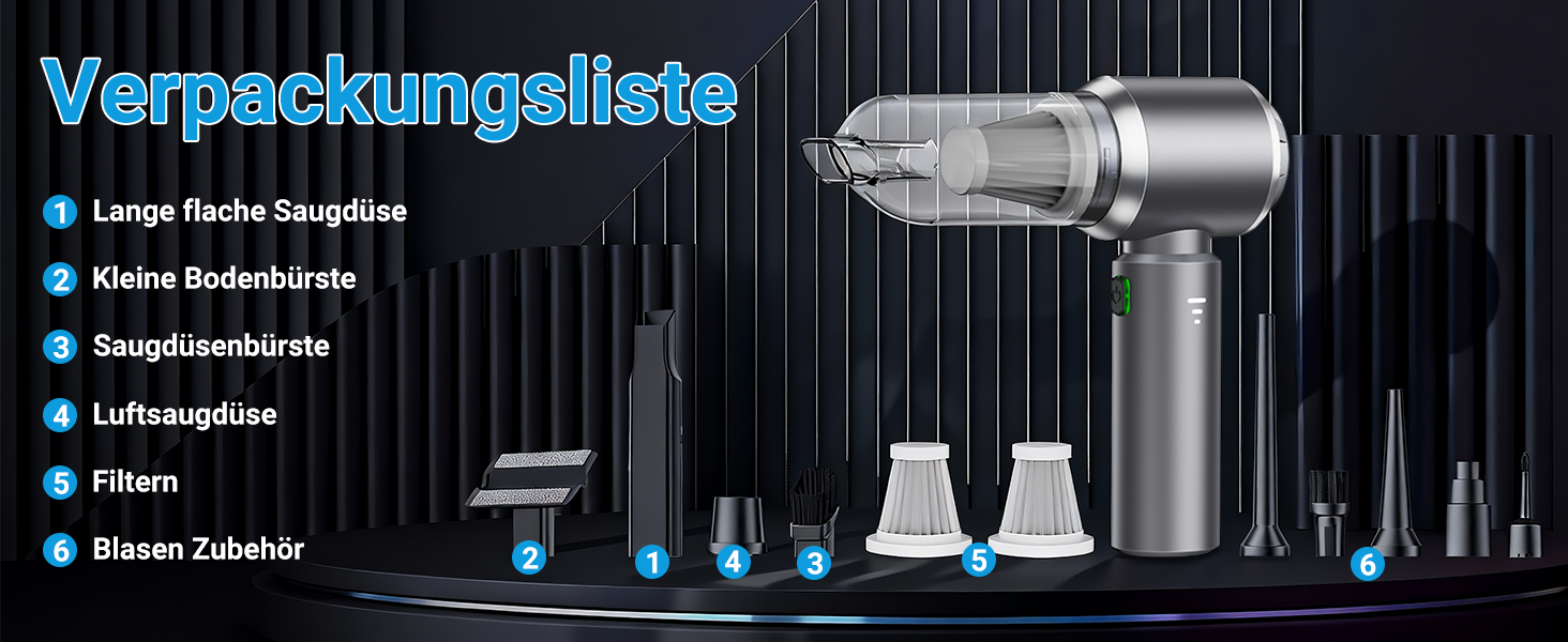 Акумуляторний ручний автомобільний пилосос 4 в 1, безщітковий двигун, потужність 26000 Па, портативний міні-пилосос для авто, офісу та клавіатур, сірий