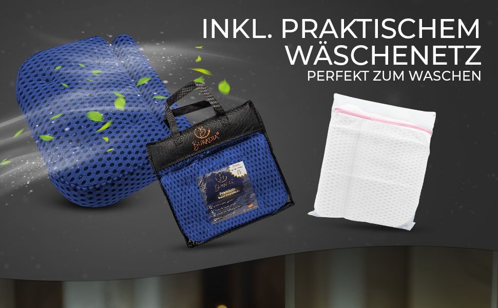 Подушка для ванни з сіткою для прання - Максимальний комфорт та розслаблення з новітньою технологією Air Mesh - Подушка для ванни з 7 міцними присосками - Підтримка шиї/голови (Темно-синій)