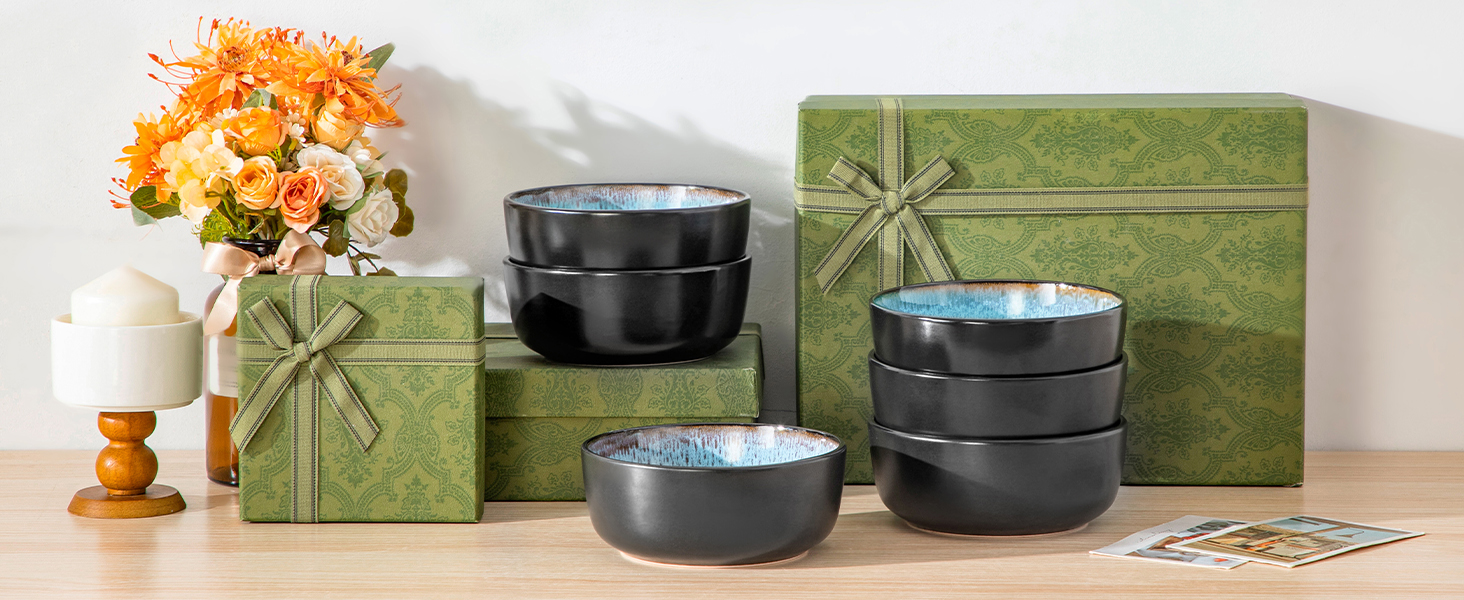 Набір посуду Vancasso AMBER на 12 осіб, 48 предметів: тарілки обідні, десертні, супові, миски (блакитний, реактивна глазур, для посудомийної машини)