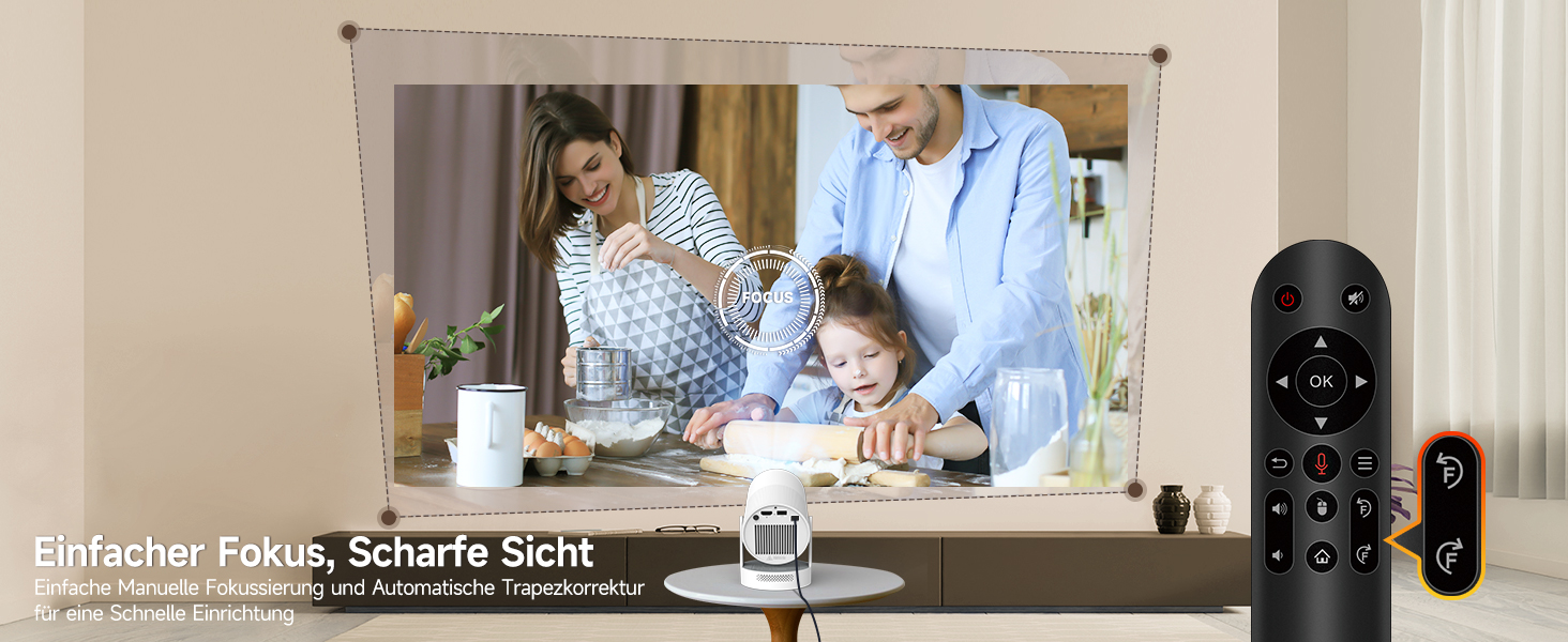 Міні проєктор Beamer 4K Android 11 Smart з автофокусом, WiFi 6, BT 5.0, Full HD 1080P, 260 ANSI, корекція трапецеїдальних спотворень, 5W динамік