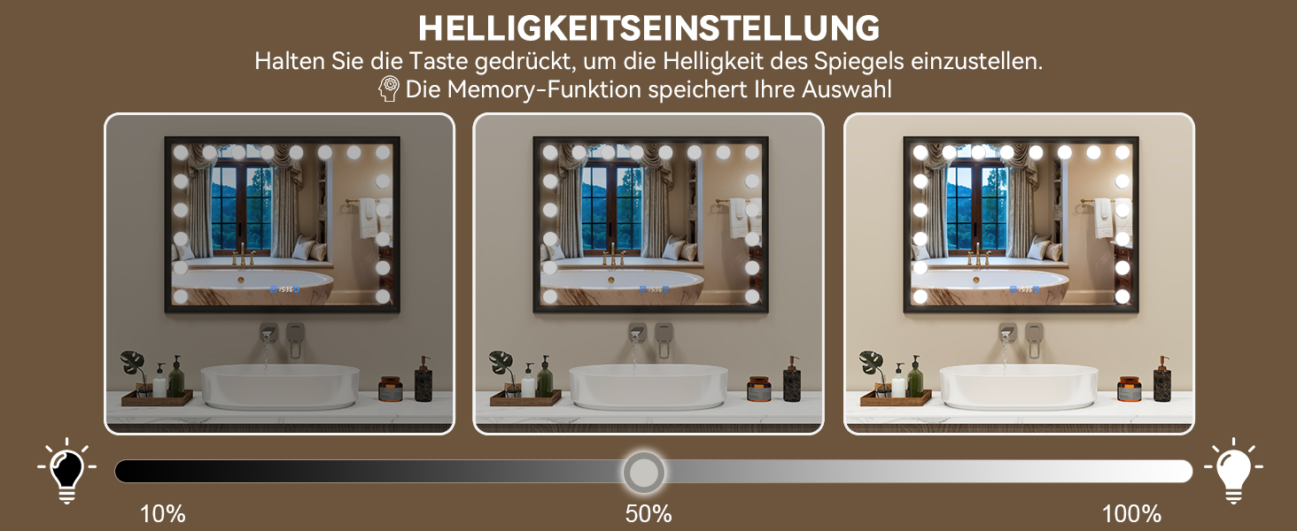 Дзеркало для ванної кімнати YOURLITE з LED-підсвічуванням 100x60 см, сенсорне управління, годинник, антизапотівання, 3 кольори світла, регулювання яскравості, функція пам'яті, білий/чорний