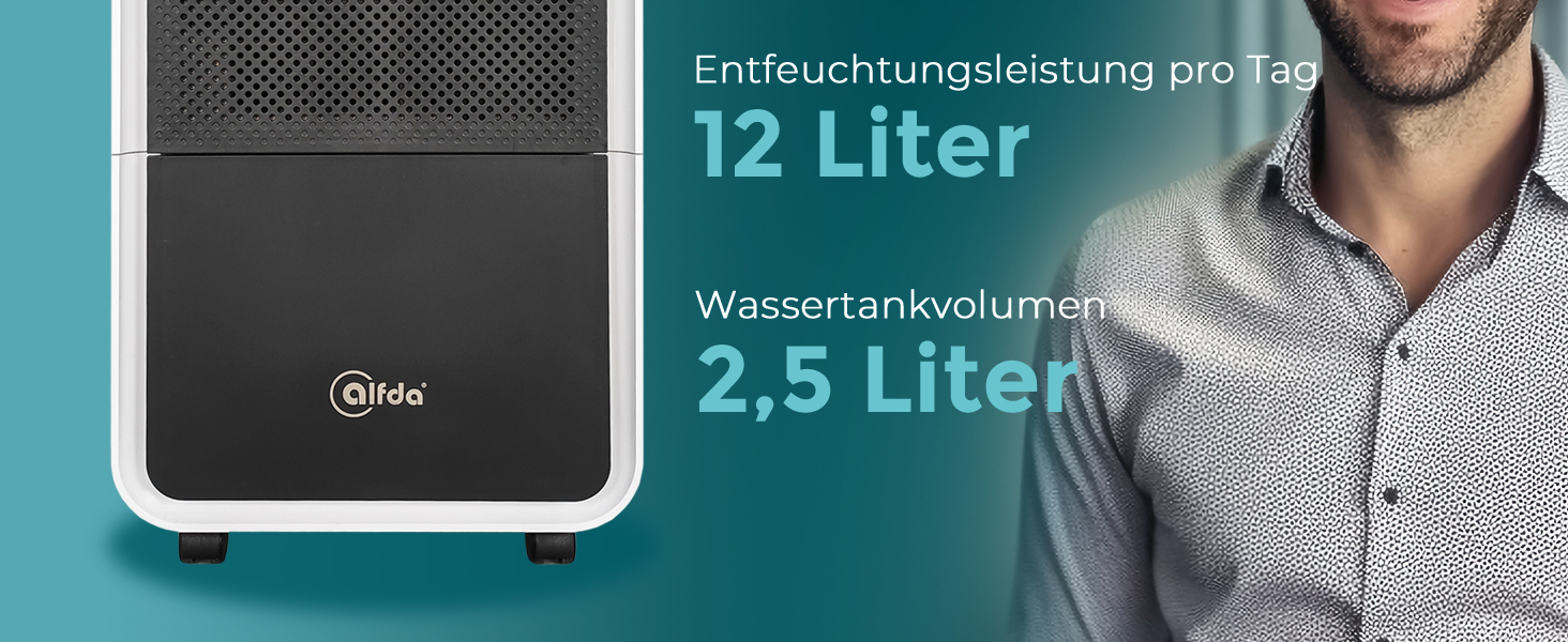 Електричний осушувач повітря AEF2000 - 20 л/день, до 30 м², тихий, з автовимкненням, гігростат, сенсорне дисплеї - для спальні та ванної кімнати