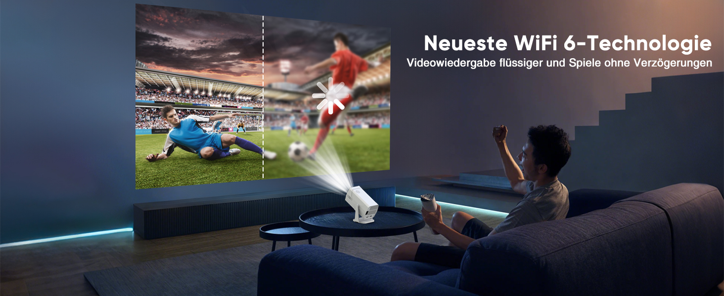 Портативний проєктор Mini Beamer з Android TV, автотрапецеїдна корекція, підтримка 4K 1080P, Bluetooth WiFi6, 160ANSI. Підходить для телефону, TV Stick, ноутбука, кінотеатру вдома та на вулиці.