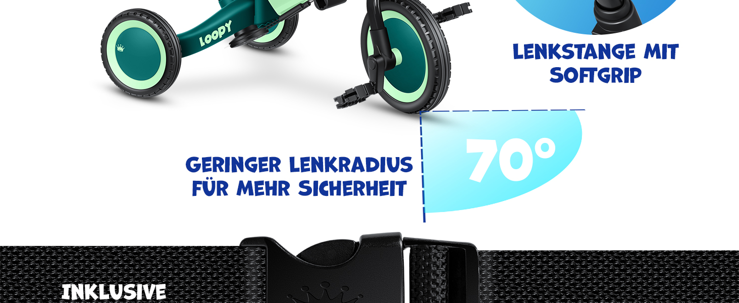 Біговел-триколіс KIDIZ 6-в-1 для дітей 1-5 років до 25 кг, з ручкою, захисним бампером, ременем безпеки, дзвінком та дзеркалом (зелений)