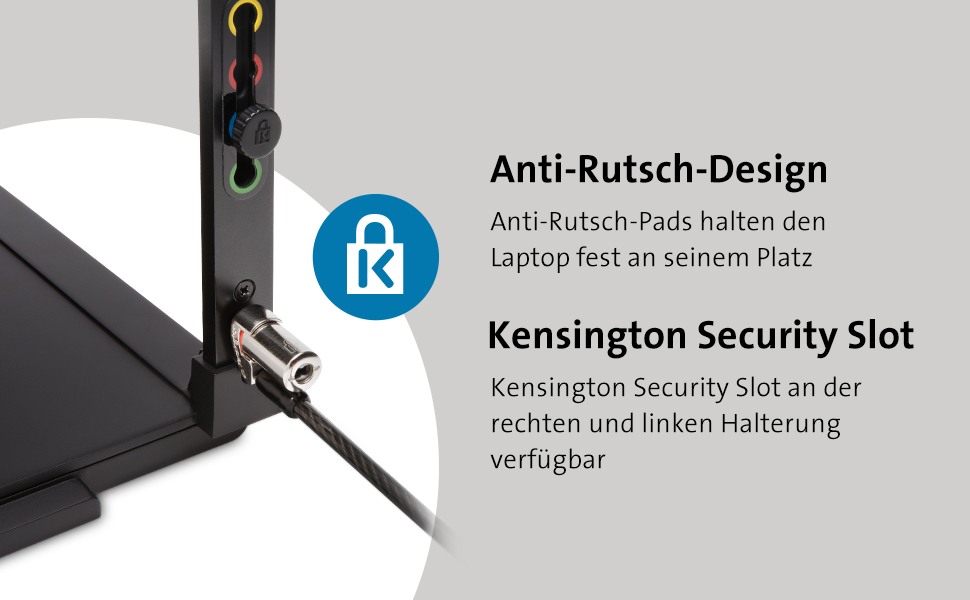 Підставка для ноутбука Kensington SmartFit, регульована по висоті, до 15.6 дюймів, з антиковзким покриттям та слотом Kensington, K52783WW. Підходить для ноутбуків з док-станцією