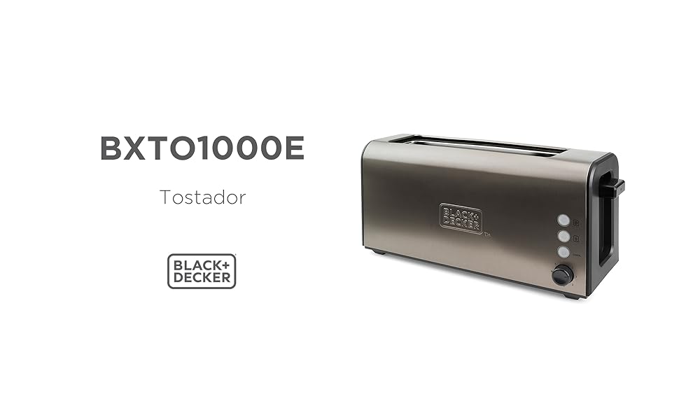 Тостер BLACKDECKER BXTOA900E 900 Вт, 2 широкі слоти, 7 рівнів, насадка для булочки, зупинка/повторне нагрівання/розморожування