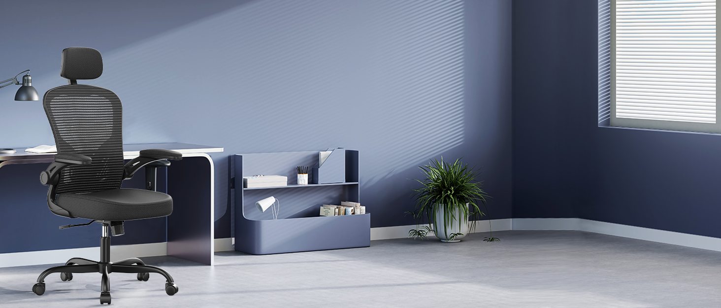 Офісний стілець Synorla ергономічний з підтримкою спини, 150 кг, чорний з підголівником