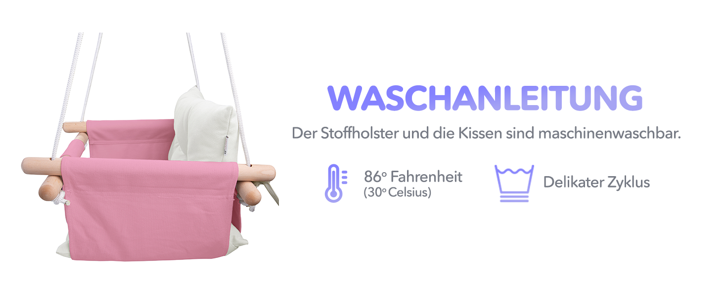 Дерев'яна гойдалка для малюків Cateam - ідеальна для дому та саду. З безпечним ремінцем, від 12 місяців. Елегантно-кремовий колір.