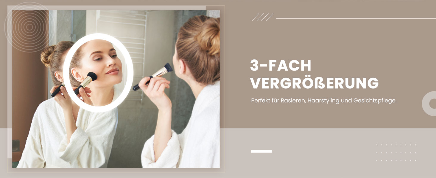 Дзеркало для ванної кімнати з LED-підсвічуванням Dripex, 50x70 см, сенсорне керування, антизапар, холодне біле світло 6400K, енергозберігаюче