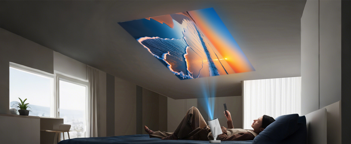 Портативний проєктор Mini Beamer з Android OS, автотрапецеїдною корекцією, підтримкою 4K 1080p, Bluetooth WiFi6, 160 ANSI, для телефону/ТВ приставки/зовнішнього використання/ноутбука