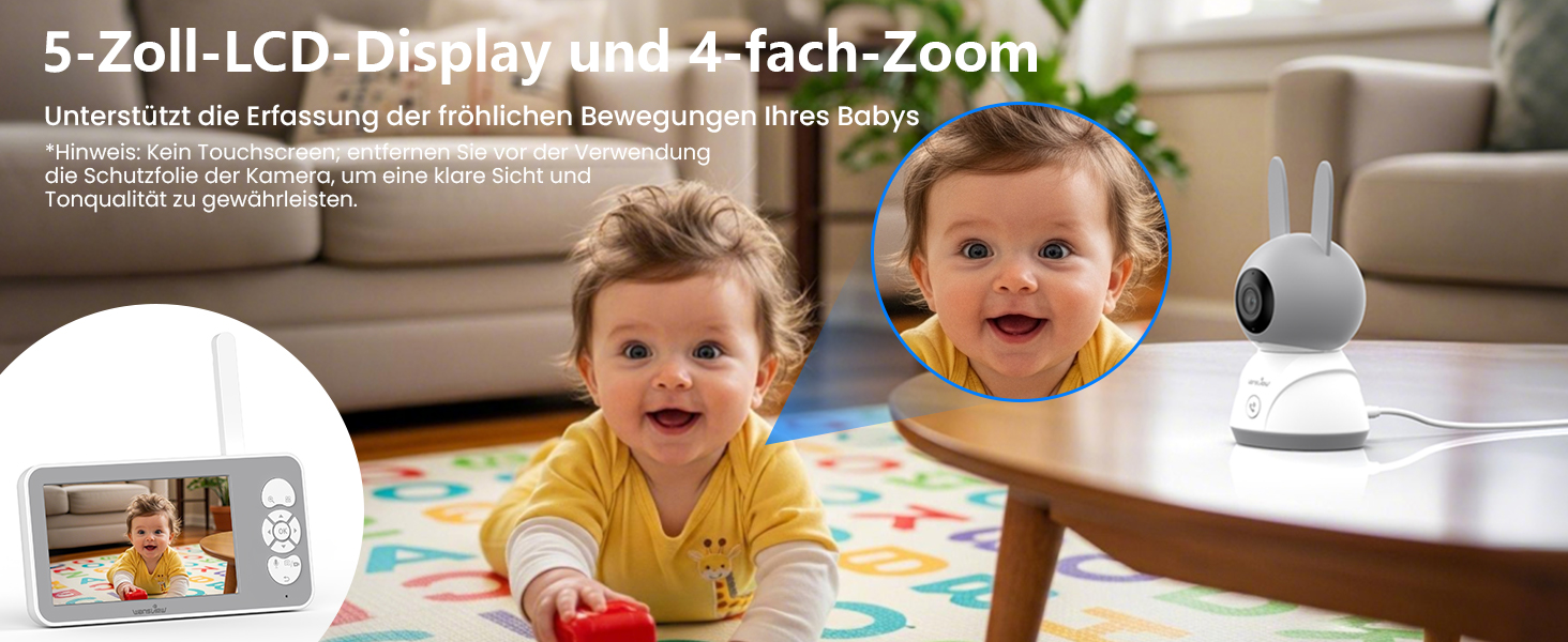 Відеоняня Wansview з камерою 1080P, Wi-Fi 2.4/5 GHz, нічна зйомка, датчик руху/звуку, двосторонній зв'язок, відстеження, контроль температури