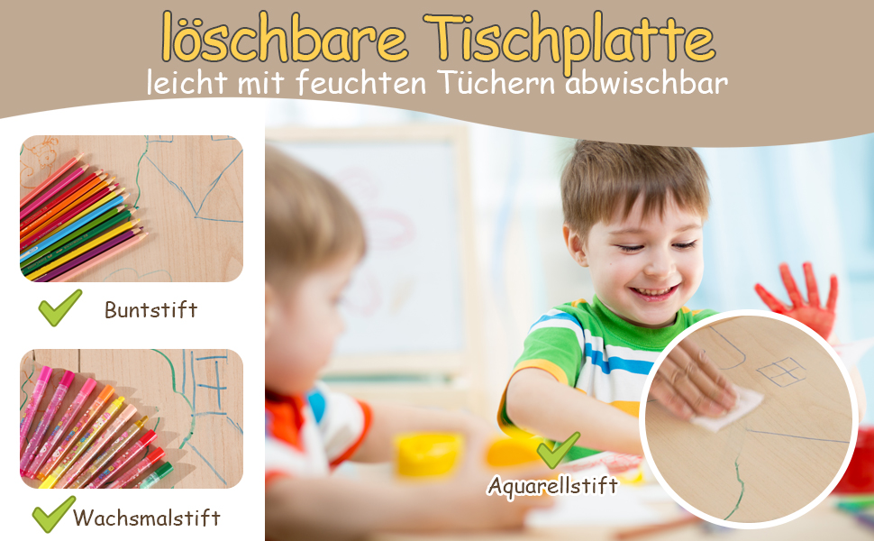 Дитячий стіл та стільці FUNLIO, регульовані по висоті, для дітей 3-8 років, миючий стіл, для класу/дитсадка/дому, сертифікований CPC (3 шт.) - сірий, 59.7 см x 59.7 см
