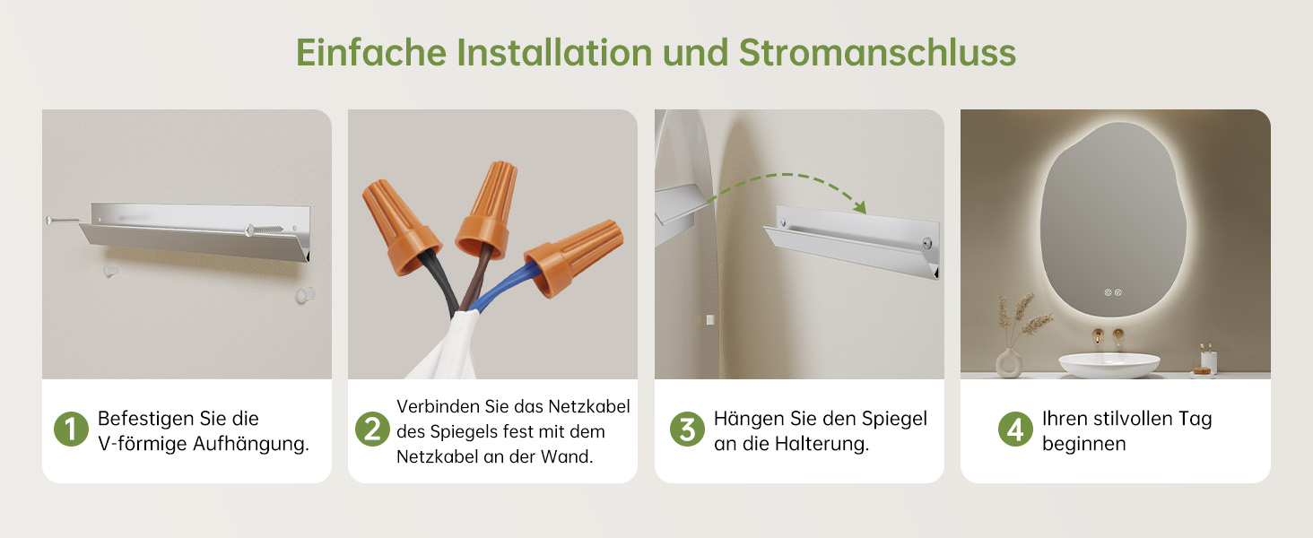 Дзеркало для ванної кімнати OUMUSU з підсвічуванням, арочне, без рами, 50x75 см. Антизапарник, сенсорне управління, регулювання яскравості, 3 кольори світла