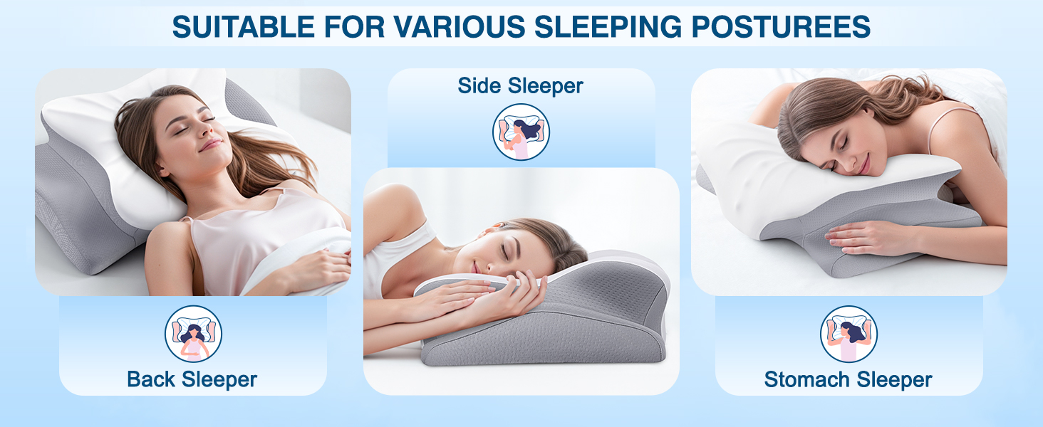 Ортопедична подушка для шиї з піни Memory Foam біла - для сну та зняття болю у шиї та спині
