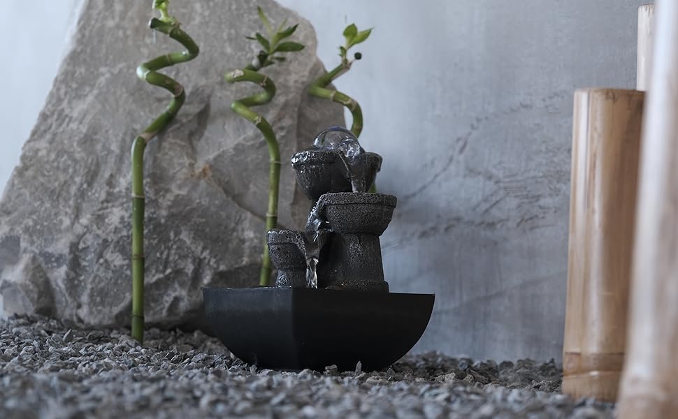 BEPER P201UTP200: Кімнатний фонтан-водоспад з підсвічуванням, Zen, чорний, невеликий