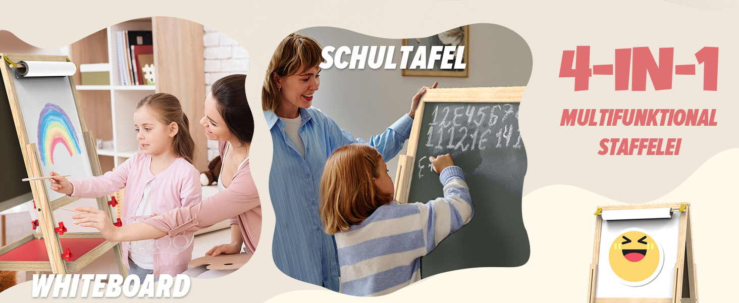 Мольберт для малювання Joyooss для дітей, регульований дерев'яний мольберт, двосторонній, сухий маркер, з аксесуарами для малювання, подарунок для дітей 4-8 років (РОЖЕВИЙ)