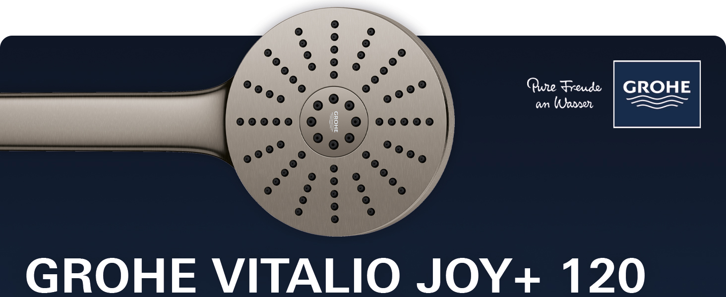 Душова лійка GROHE Vitalio Joy 120 з функцією Boost та AquaBooster, 3 режими струменя, економна (8 л/хв), хром, 1348640000