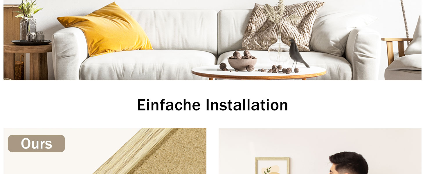 Набір фоторамок 3 шт 70x50 см з дерева для фото, картин, постерів (натуральне дерево)