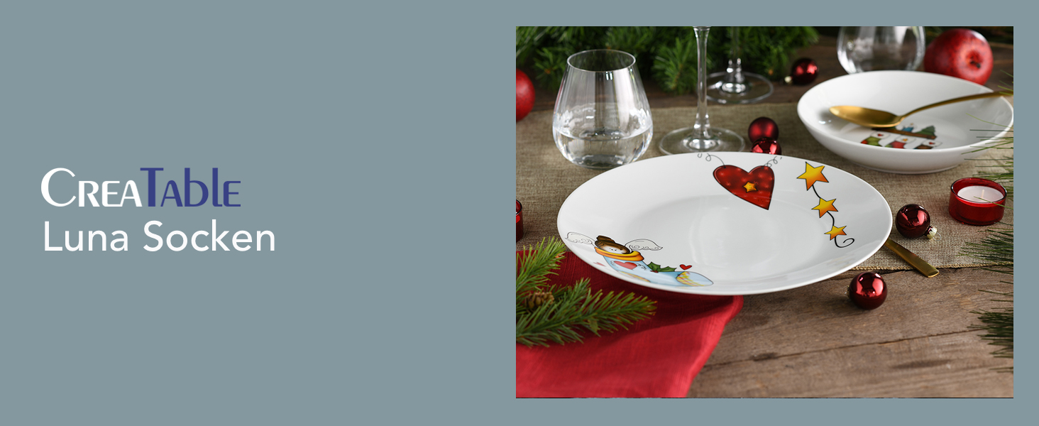 CreaTable Набір посуду Luna, 18 предметів для 6 осіб: серія, порцеляна, для сніданку, безпечний у мийці та мікрохвильовці