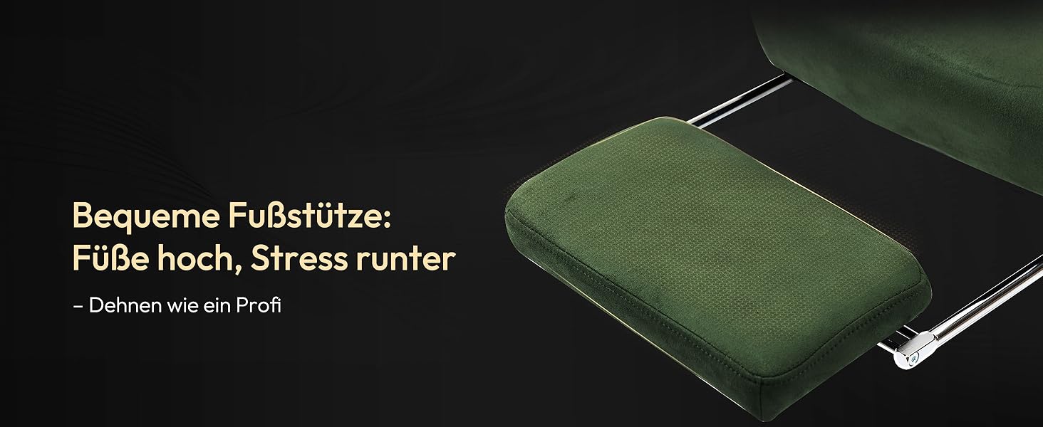 Ігровий крісло Dowinx з мікрофібри, дихаючий та ергономічний офісний стілець, м'яке відчуття як хутро, регульований стілець з підніжкою (зелений)