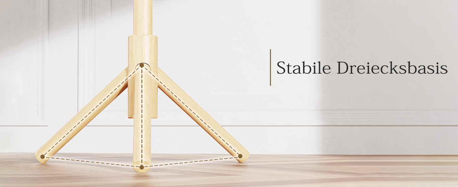 Дерев'яна вішалка для одягу Pipishell з 8 гачками, регульована по висоті, для одягу, шапок та сумок, для вітальні, спальні або офісу