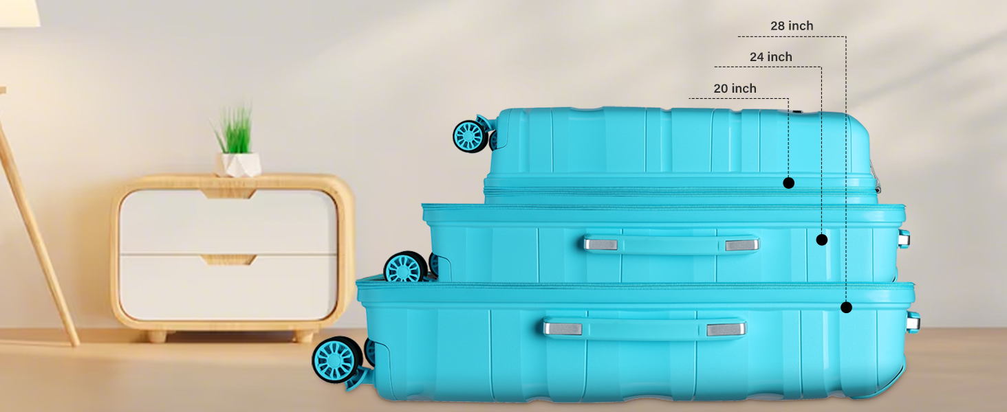 KONO середній валіза 65см з поліпропілену з TSA замком, 65x46x26.5см (кремово-білий)