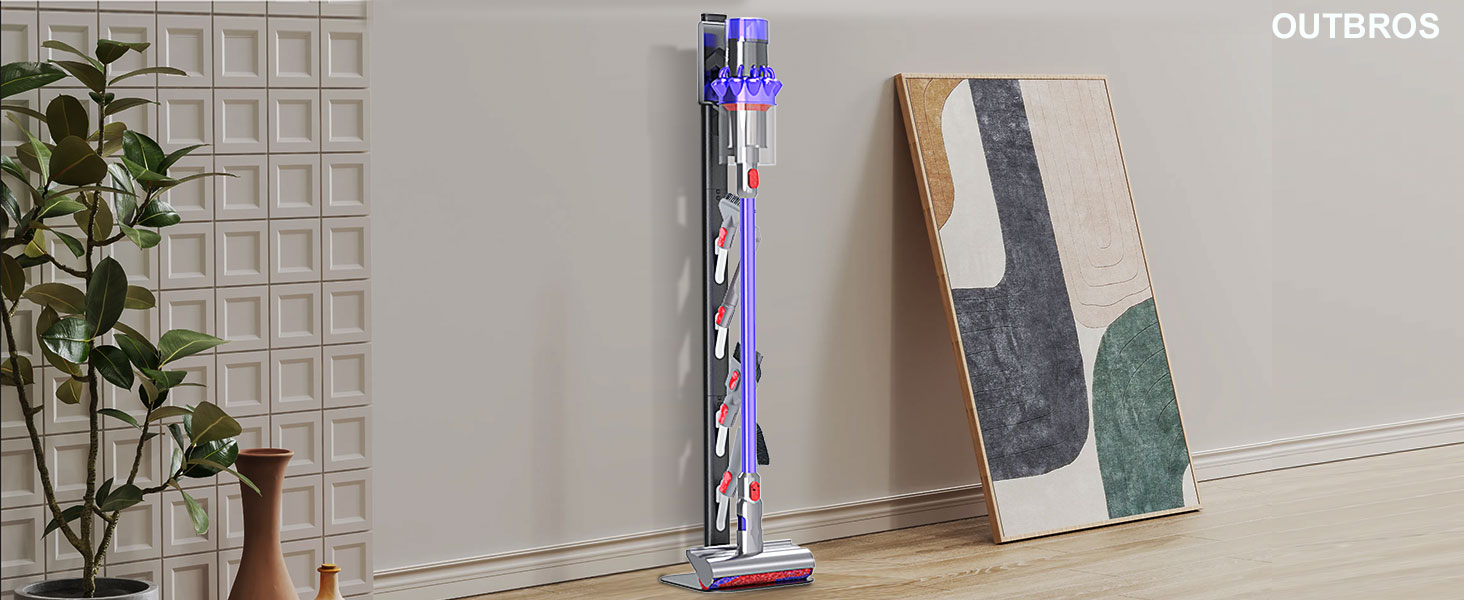 Підставка для пилососа OUTBROS для Dyson V15-V6, підлогова підставка та тримач для аксесуарів, чорна