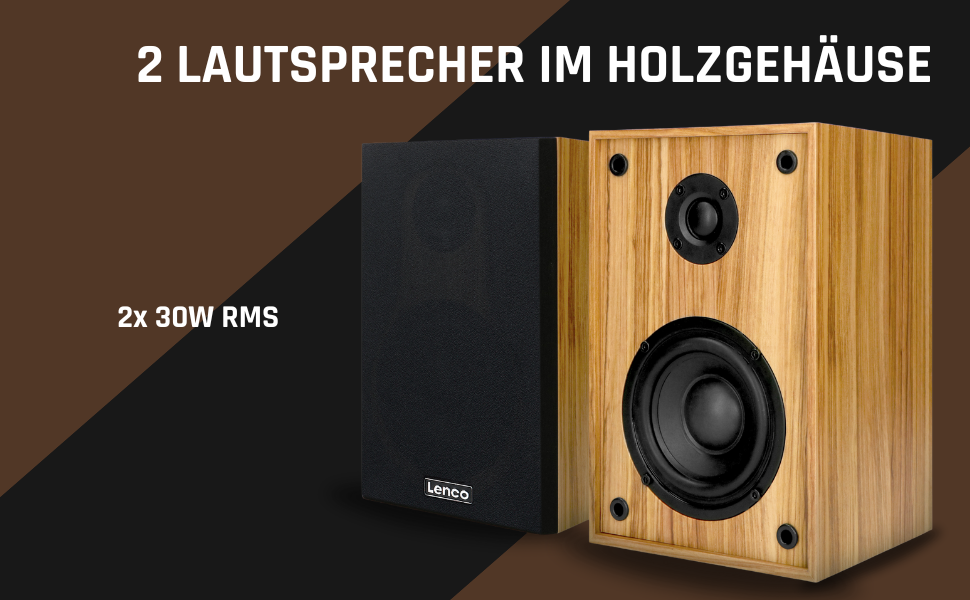 Програвач вінілу Lenco LS-500 Hi-Fi з Bluetooth, зовнішні колонки 2x30 Вт, ремінний привід, автозупинка, вбудований передпідсилювач, корпус із МДФ, дуб