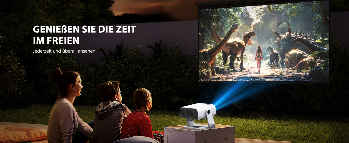 Розумний проєктор Beamer 4K Full HD 1080P, 25000 люмен, Android 11, WiFi 6, BT 5.2, поворотний штатив 120°, для iOS/Android/Laptops, сірий