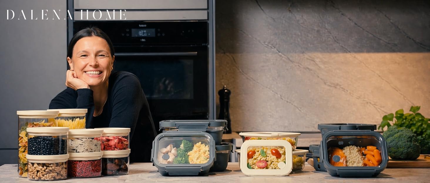 Набір скляних контейнерів для їжі Meal Prep Graciosa (3 шт), герметичні з кришками, об'ємом 640 мл, 1020 мл та 1520 мл