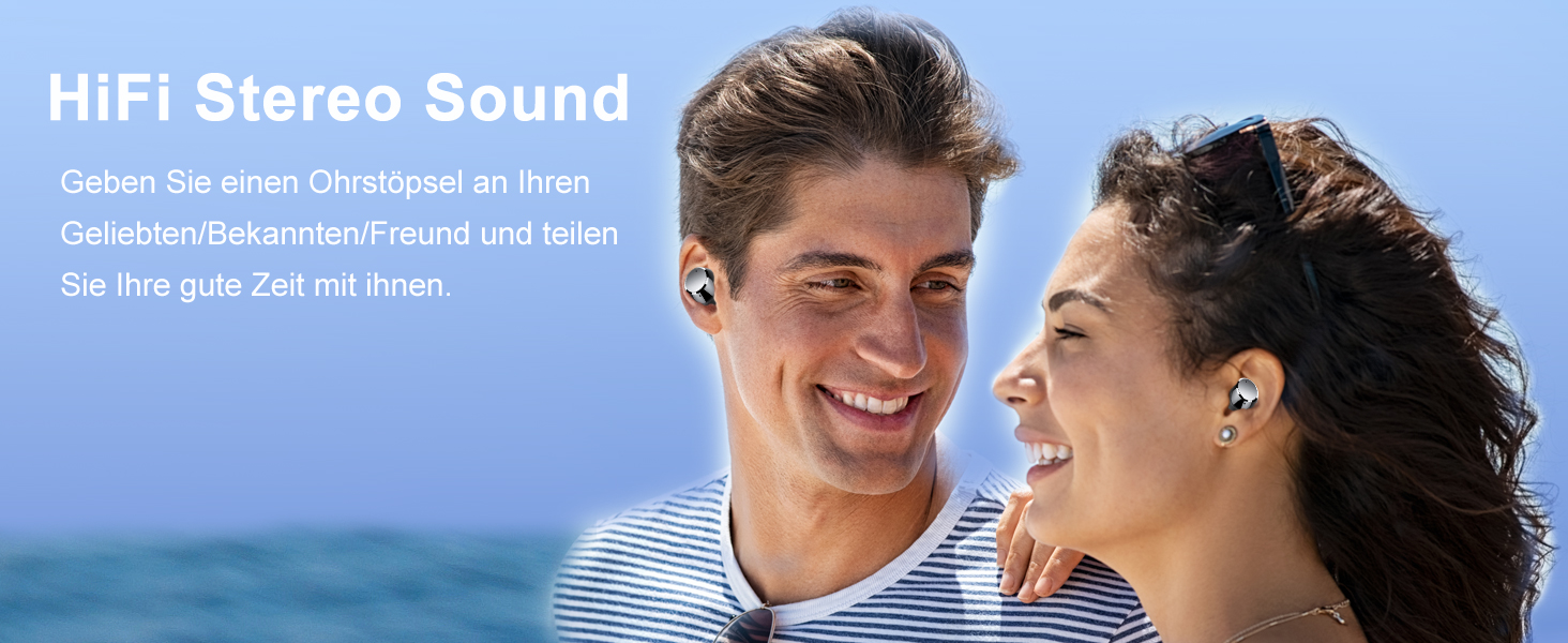 Навушники Lekaby In Ear Bluetooth 5.3, 128H HiFi, 4 мікрофони ENC, IP7, LED-дисплей, USB-C, сенсорний, чорний