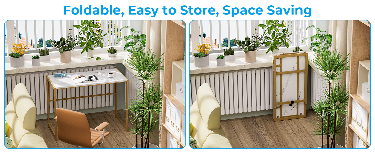 Зламуваний стіл GreenForest 80x48 см, без монтажу. Ідеально для дому та офісу. (100x48 см, золото)