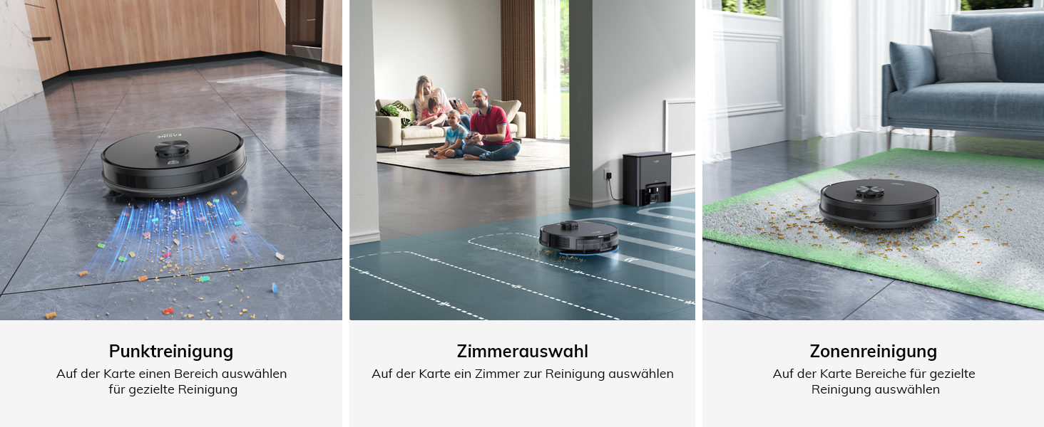 Робот-пилосос з функцією миття підлоги, автоматична станція самоочищення, лазерна навігація, зони заборони, 5000Pa, 5*2.5L мішки для пилу, 180 хвилин роботи, керування через додаток, для твердих підлог, килимів та шерсті тварин, S20