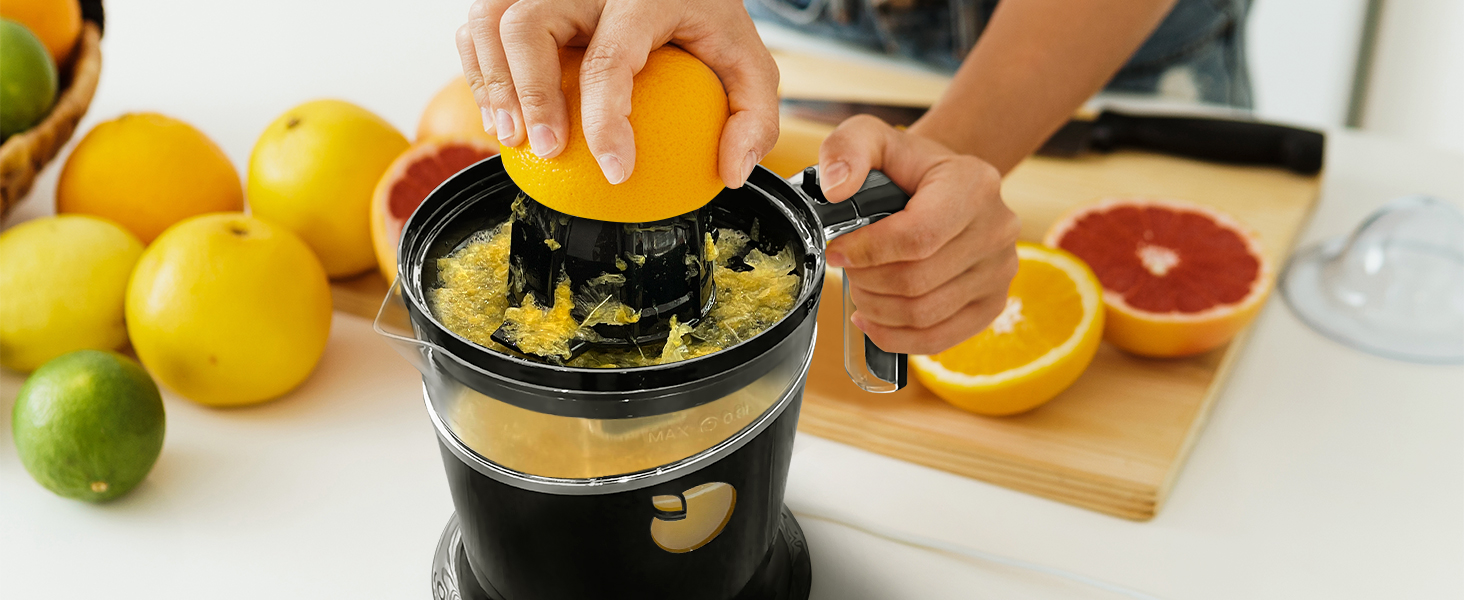 Електрична соковитискачка LEBENLANG 800мл з регульованим ситом: для цитрусових, апельсинів, лимонів та інших фруктів. Чорний колір