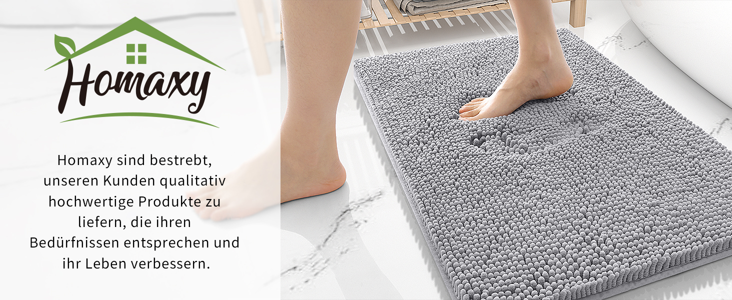 Килимок для ванної кімнати Homaxy з антиковзким покриттям, мікрофібра, 60 x 120 см, світло-сірий