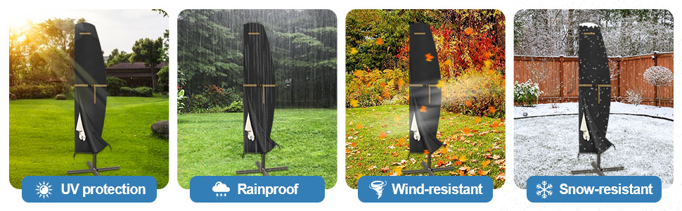 Захисний чохол для подвійного парасоля VANSHEIM, діаметр до 400 см. Водонепроникний, захист від УФ-променів. Підходить для парасолів-наметів з ніжкою. Розмір 460x270 см (220x45/70/50 см).