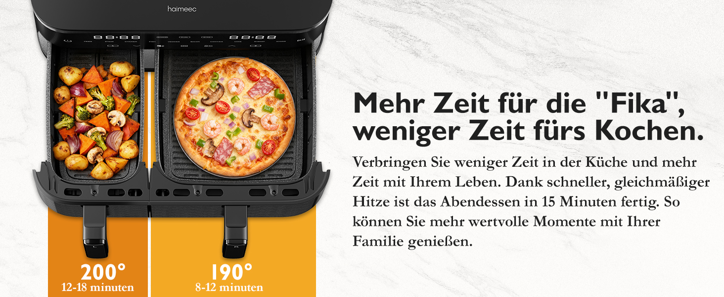 Фритюрниця без олії з підсвічуванням та нагадуванням про струшування, антипригарне покриття, 30-200°C, 78 рецептів, 8-в-1, тиха фритюрниця (11 л)
