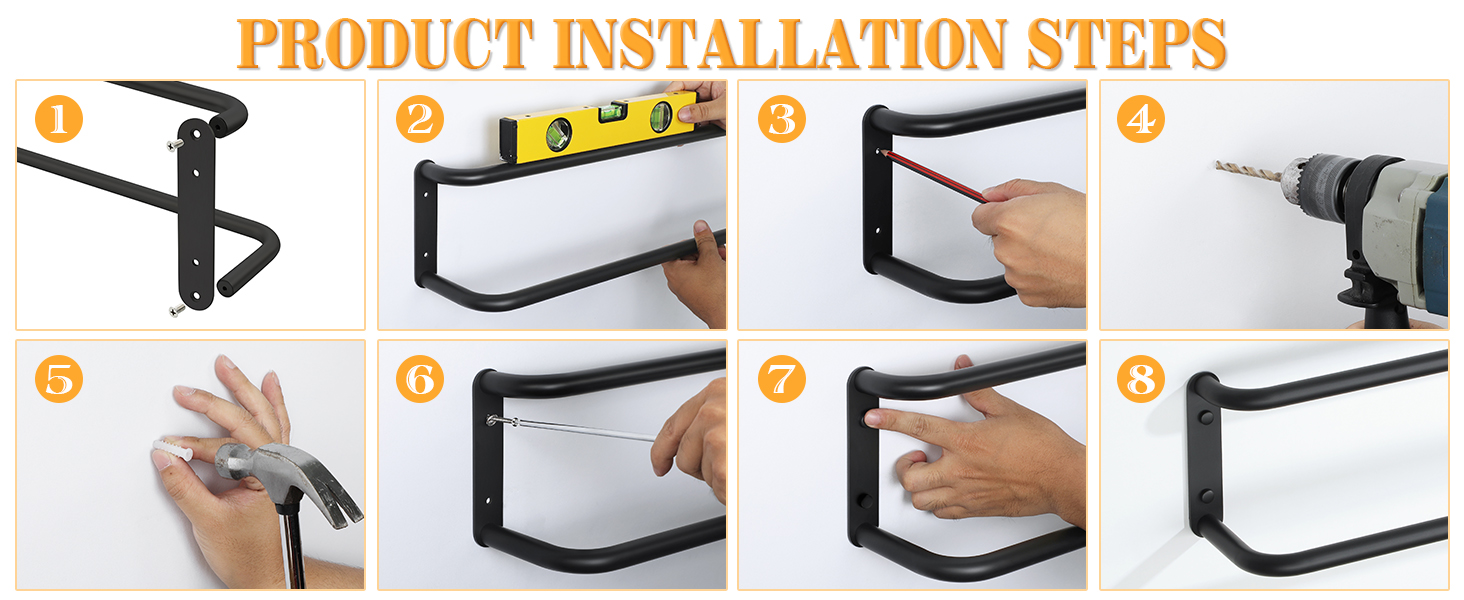 Тримач для рушників подвійний, нержавіюча сталь 304, 40 см, чорний. Настінний тримач для рушників у ванну та кухню. Набір для ванної кімнати