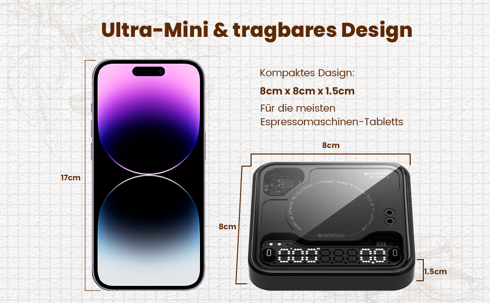Ваги для кави BOOKOO з таймером, 0.1г, Bluetooth, USB - Еспресо та Pour-Over