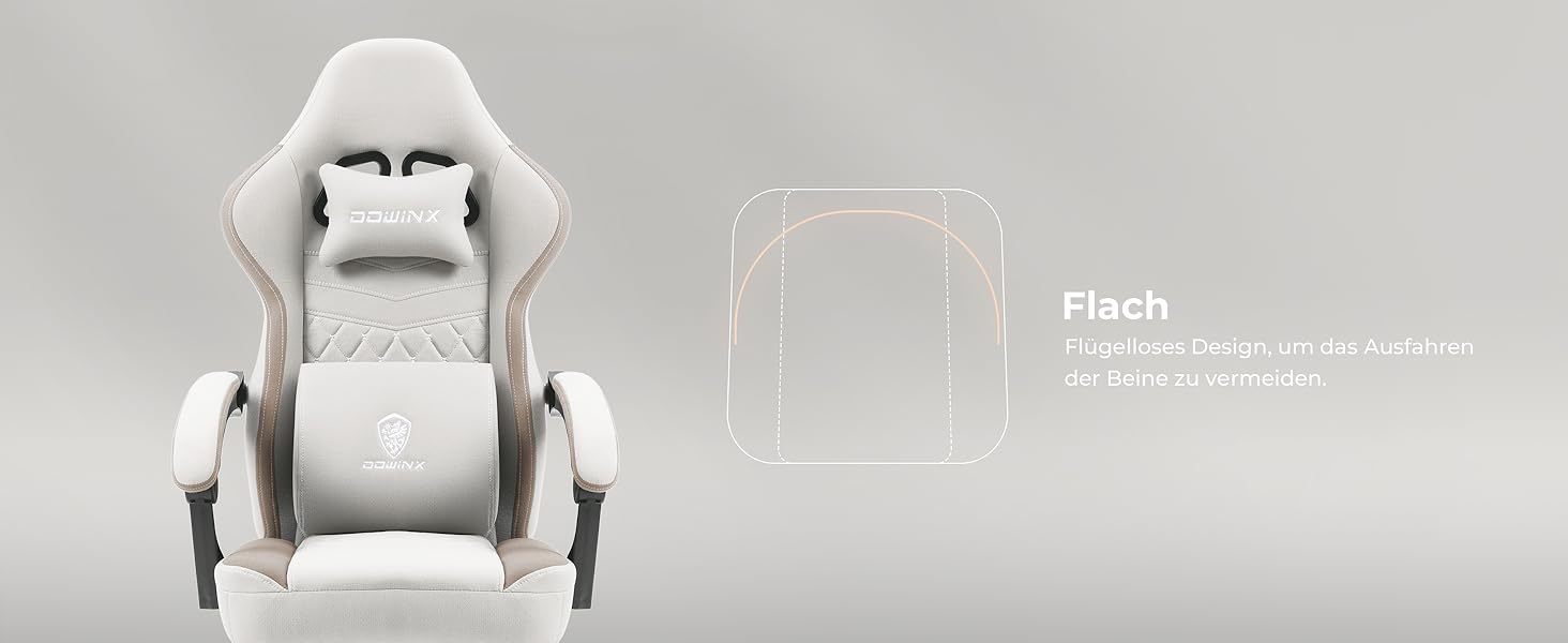 Ігрове крісло Dowinx з тканини, гелевою подушкою та кишеньковим пружинним блоком, ергономічний офісний стілець з підніжкою, масажний ігровий крісло-реклайнер для дорослих, бежевий