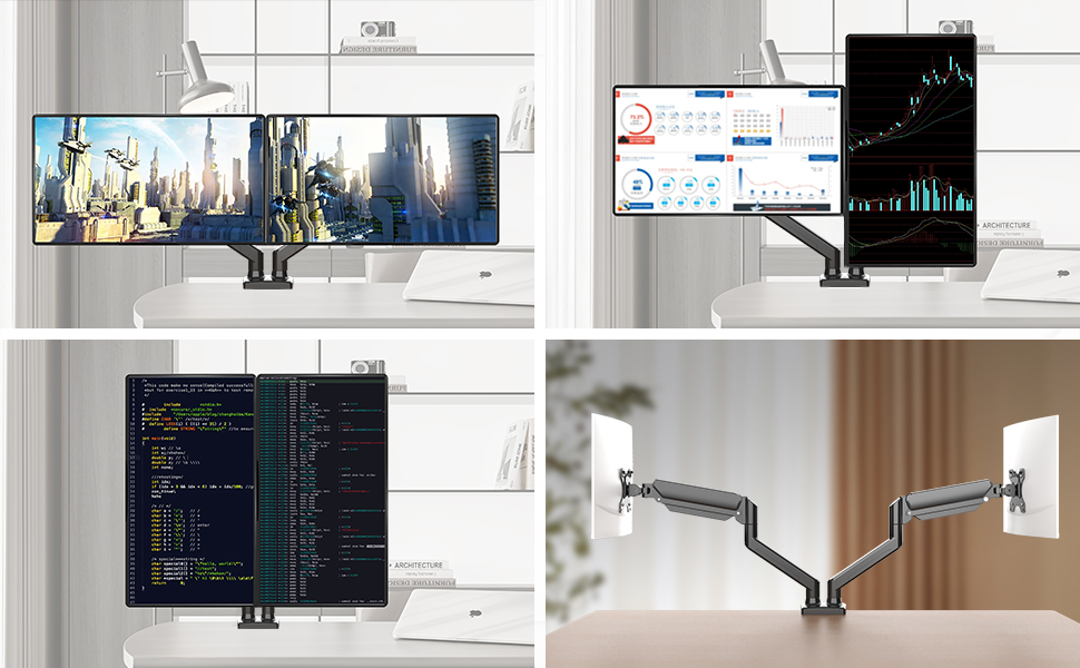 Підставка для монітора GRIFEMA Dual Arm - 2 монітори, 13-32 дюйми, регулювання висоти, поворот, VESA 75x75/100x100, до 9 кг