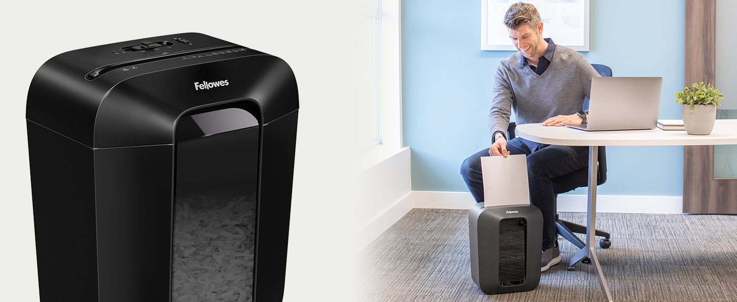 Fellowes LX50: Шредер для документів, 9 листів, Cross Cut, 17л, з блокуванням, чорний