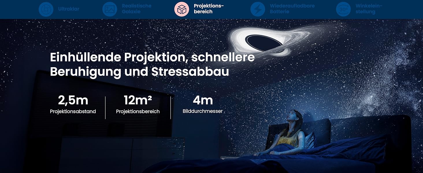 Проєктор зоряного неба POCOCO Sternenhimmel: LED-проектор галактики, планетарій для дітей та дорослих, нічник з ауророю, 2 диски, таймер, рожево-блакитний