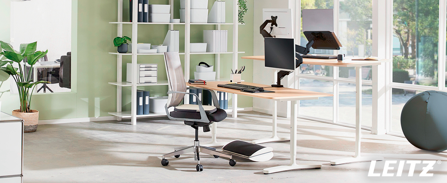 Підставка для ніг Leitz Ergo Cosy, регульована, сіра, 53710089 - для офісу та дому, зменшує біль у спині та плечах
