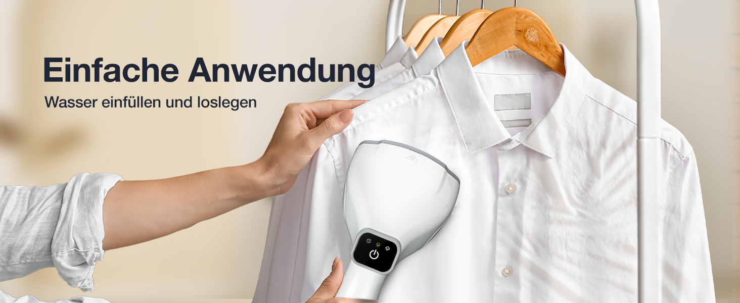 LEBENLANG Пароочищувач для одягу - 1500W, 300ml, з рукавичкою та насадками | Професійний пароочищувач для одягу | Білий