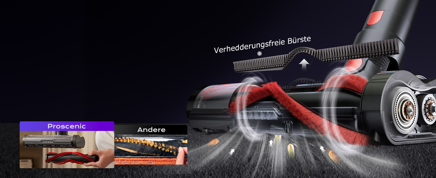 Бездротовий пилосос Proscenic P16: акумуляторний, 550W, 65 хв роботи, гнучкий згин, GreenEye, антизаплутувальна насадка, для килимів, твердих поверхонь, шерсті тварин, синій