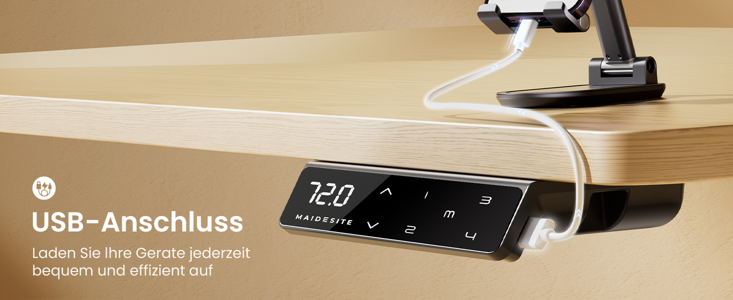 Електричний стіл MAIDeSITe з регулюванням висоти, 2 ніжки, 4 пам'яті, T1 Pro (Чорний)